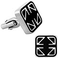 Stainless Steel Black Enamel Decorative Cuff Links