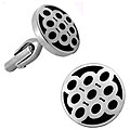 Stainless Steel Black Enamel Circles Cuff Links