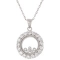 Sterling Silver Floating CZ Circle Pendant