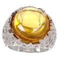 Sterling Silver CZ and Amber Star Ring