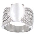 Sterling Silver Cat's Eye CZ Ring