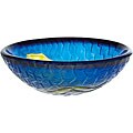 Blue Wave Round Glass Vessel Sink