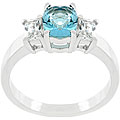 Silvertone Engagement-style Blue and White CZ Ring