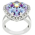 Silvertone Purple CZ Heart Ring