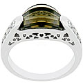 Silvertone Smokey CZ Ring