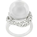 Silvertone White Faux Pearl Cocktail Ring