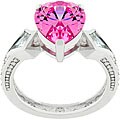Sterling Silver Pear-cut Pink CZ Cocktail Ring