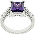 Sterling Silver Purple CZ Antique-style Ring