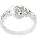 Sterling Silver and Round CZ Heart Ring