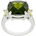 Silvertone Olive Jonquil CZ Ring