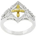 Two-tone Clear Cubic Zirconia Marquise Ring