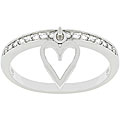 Silvertone CZ Heart Charm Ring