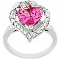 Silvertone and Pink Ice CZ Heart Ring