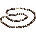 14k Gold Brown Freshwater Pearl Necklace (6-7 mm)