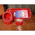Appolia Red Sunflower 4-piece Ramekin and Tray Set
