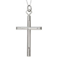 14k White Gold Satin and Polished Cross Necklace