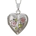 Sterling Silver Floral Heart Locket Necklace
