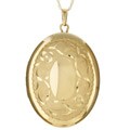 10k Gold Oval Engraved Locket Necklace