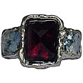 Silver Roman Glass and Garnet Ring (Israel)