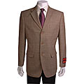 Mantoni Men's 3-button Taupe Check Blazer