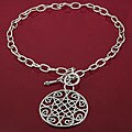 Silvertone Round Filigree Disc Fashion Necklace