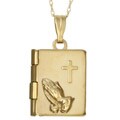 14k Yellow Gold Prayer Book Locket Necklace