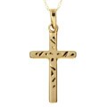 14k Yellow Gold Engraved Cross Necklace