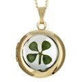 14k Goldfill 4-leaf Clover Round Locket Necklace