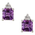 14k Gold Amethyst and Diamond Accent Earrings