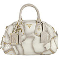 Prada White Leather Patch Bowler Bag