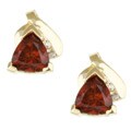 14k Yellow Gold Garnet and Diamond Accent Earrings