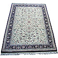 Indo Kashan Ivory/Navy Rug (6'2 x 9')