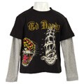 Ed Hardy Boy's Tiger and Pirate Print Shirt