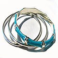 Sterling Silver Turquoise Enamel Bangle Bracelets (Set of 3)