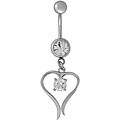 Dangling Cubic Zirconia Heart-shaped Navel Ring