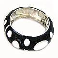 Enamel Black with White Ovals Bangle Bracelet