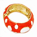 Enamel Orange with White Ovals Bangle Bracelet