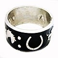 Black Enamel Cowboy Cuff Bracelet