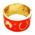 Orange Enamel Cowboy Cuff Bracelet
