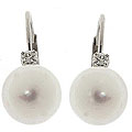 10k Gold Akoya Pearl 1/10ct TDW Diamond Earrings (7-7.5 mm)