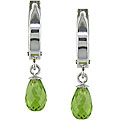 10k White Gold Peridot Huggie Drop Earrings