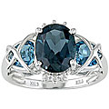 10k Gold Blue Topaz and Diamond Accent Ring