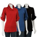 Stephanie B Women's Cowl Neck Cuff-sleeves Shirt