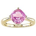 10k Yellow Gold Created Pink Sapphire Ring