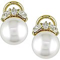 18k Gold South Sea Pearl 5/8ct TDW Diamond Earrings (H-I, I1) (10-11 mm)