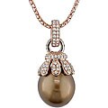 14k Gold Tahitian Pearl 1/2ct TDW Diamond Necklace (H-I-J, I1-I2) (11-12 mm)
