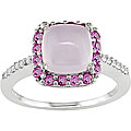 14k White Gold Rose Quartz and Pink Sapphire Ring