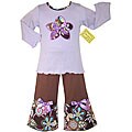 AnnLoren Girl's Trendy Lavender/ Chocolate Outfit