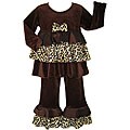 AnnLoren Girl's Velvet and Leopard Print Outfit