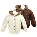Bongo Girl's Quilted Bomber Jacket with Faux Fur Hood